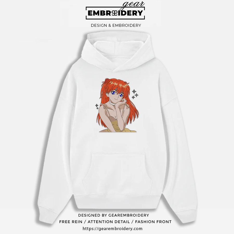Asuka Neon Genesis Evangelion Anime Embroidered Design Personalized Embroidered T Shirt Sweatshirt Hoodie Clothing NGE002