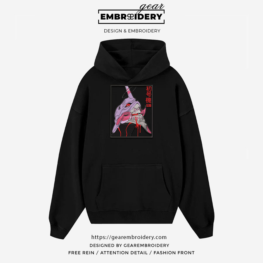 Eva 01 Neon Genesis Evangelion Anime Embroidered Design Personalized Embroidered T Shirt Sweatshirt Hoodie Clothing NGE004