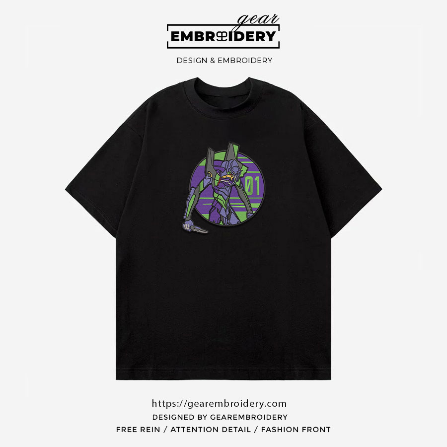 Eva 01 Neon Genesis Evangelion Anime Embroidered Design Personalized Embroidered T Shirt Sweatshirt Hoodie Clothing NGE006
