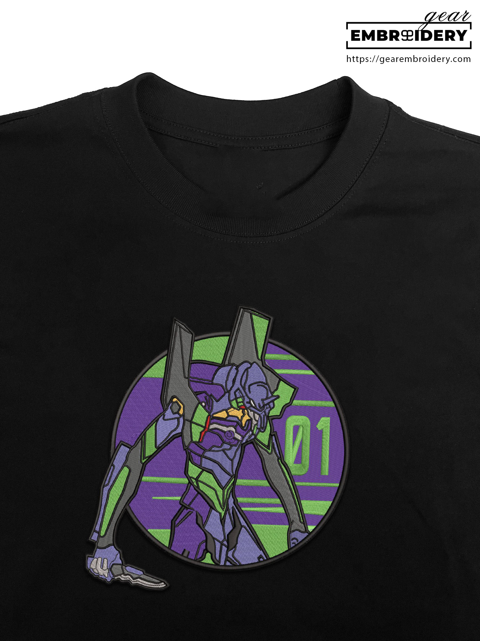 Eva 01 Neon Genesis Evangelion Anime Embroidered Design Personalized Embroidered T Shirt Sweatshirt Hoodie Clothing NGE006