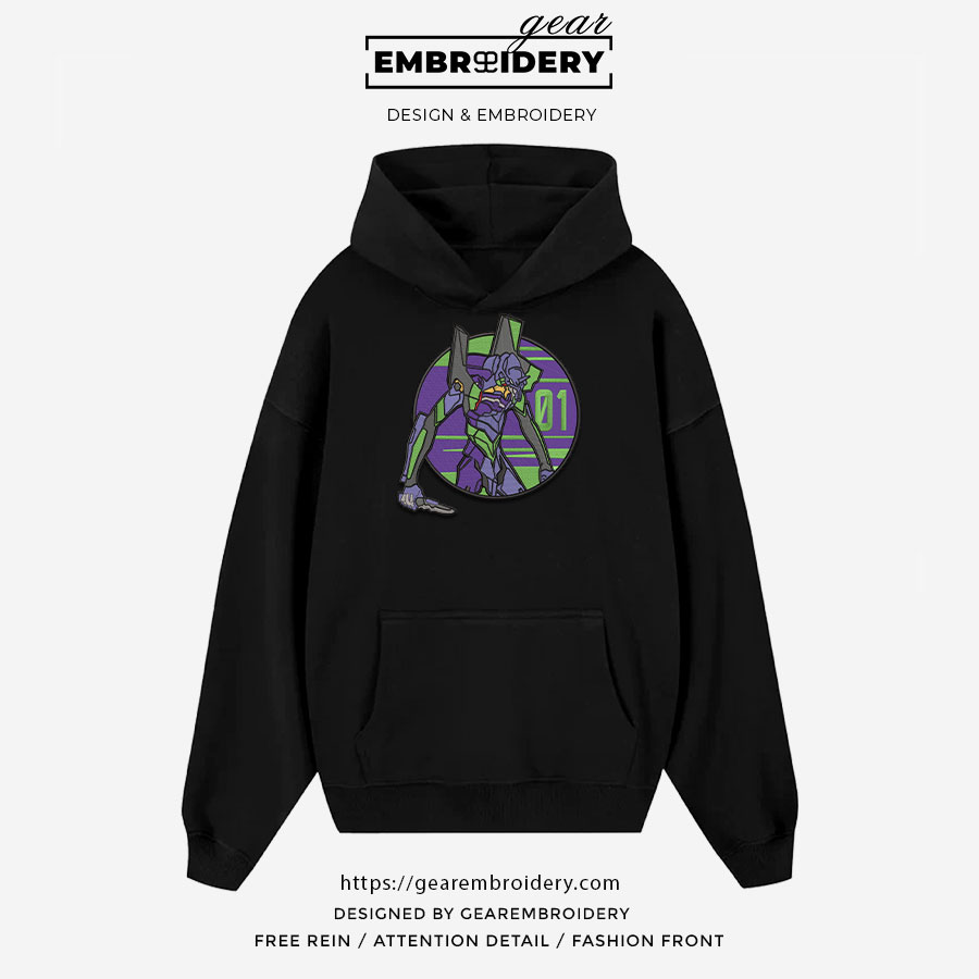 Eva 01 Neon Genesis Evangelion Anime Embroidered Design Personalized Embroidered T Shirt Sweatshirt Hoodie Clothing NGE006