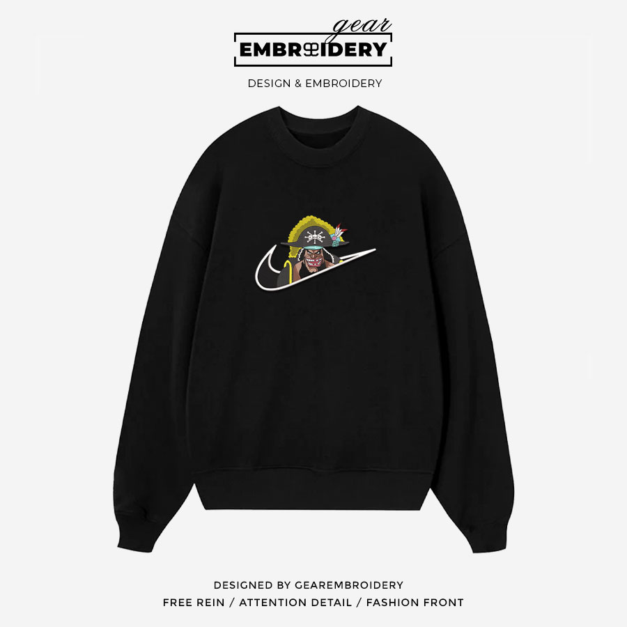 Blackbeard swoosh nike One Piece Anime Embroidered Design Personalized Embroidered T Shirt Sweatshirt Hoodie Clothing OP0017