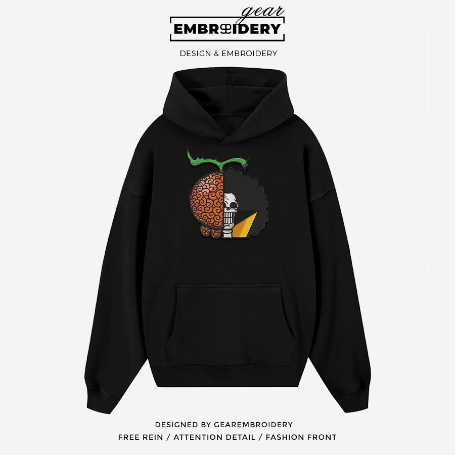 Brook x devil fruit One Piece Embroidered Design Personalized Embroidered T Shirt Sweatshirt Hoodie Clothing OP0028