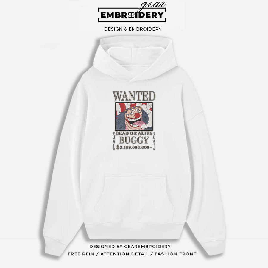 Buggy poster One Piece Embroidered Design Personalized Embroidered T Shirt Sweatshirt Hoodie Clothing OP0032