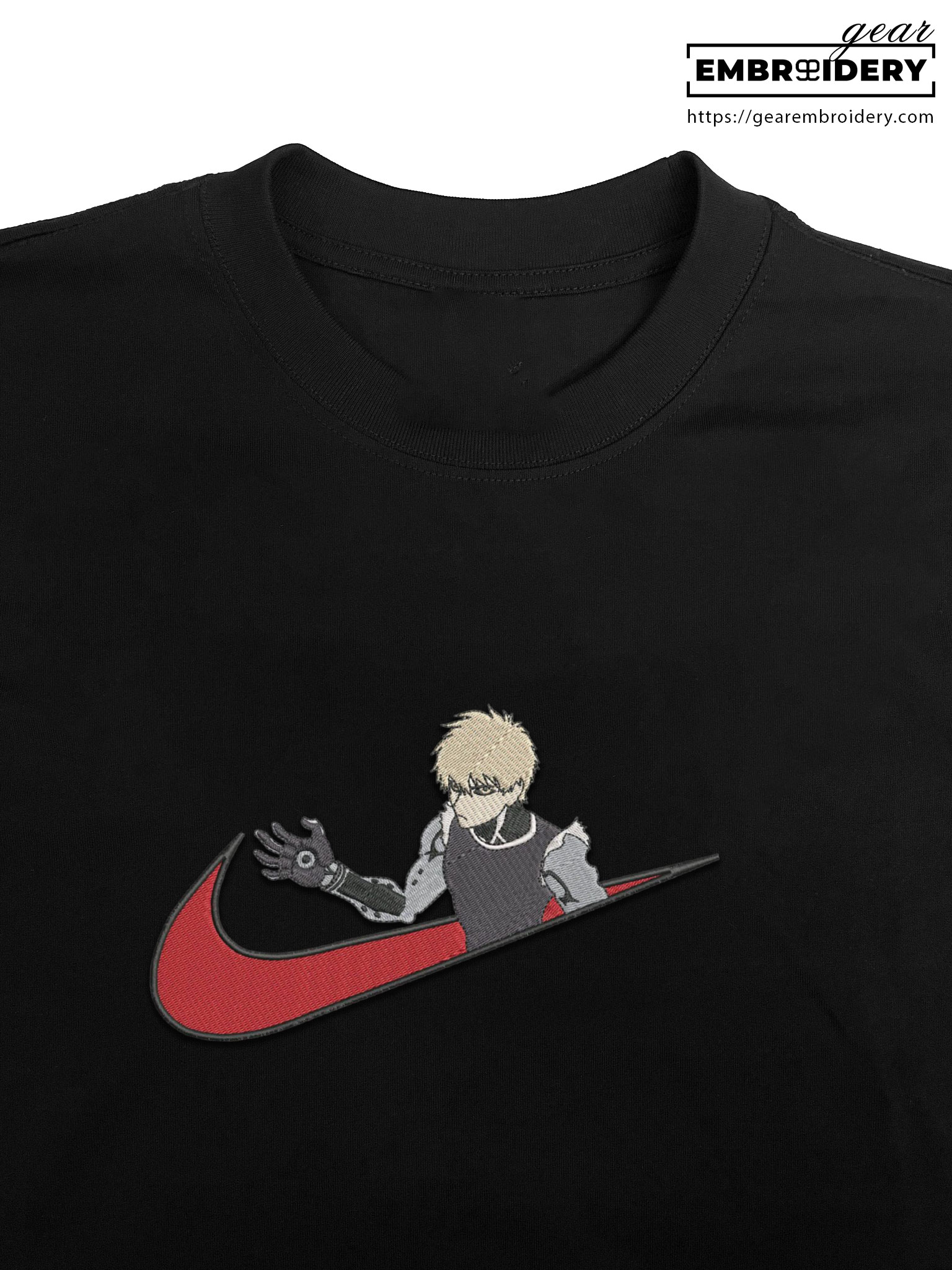 Genos swoosh nike One Punch Man Anime Embroidered Design Personalized Embroidered T Shirt Sweatshirt Hoodie Clothing OPM003