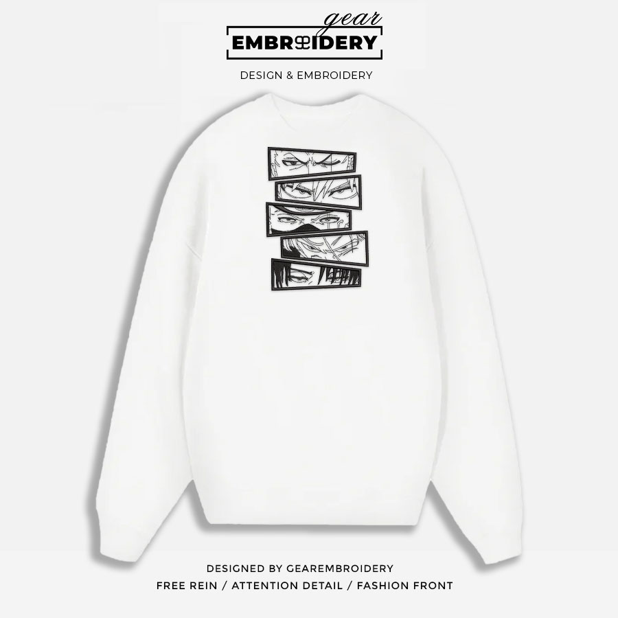 Anime eyes Anime Embroidered Design Personalized Embroidered T Shirt Sweatshirt Hoodie Clothing OT003