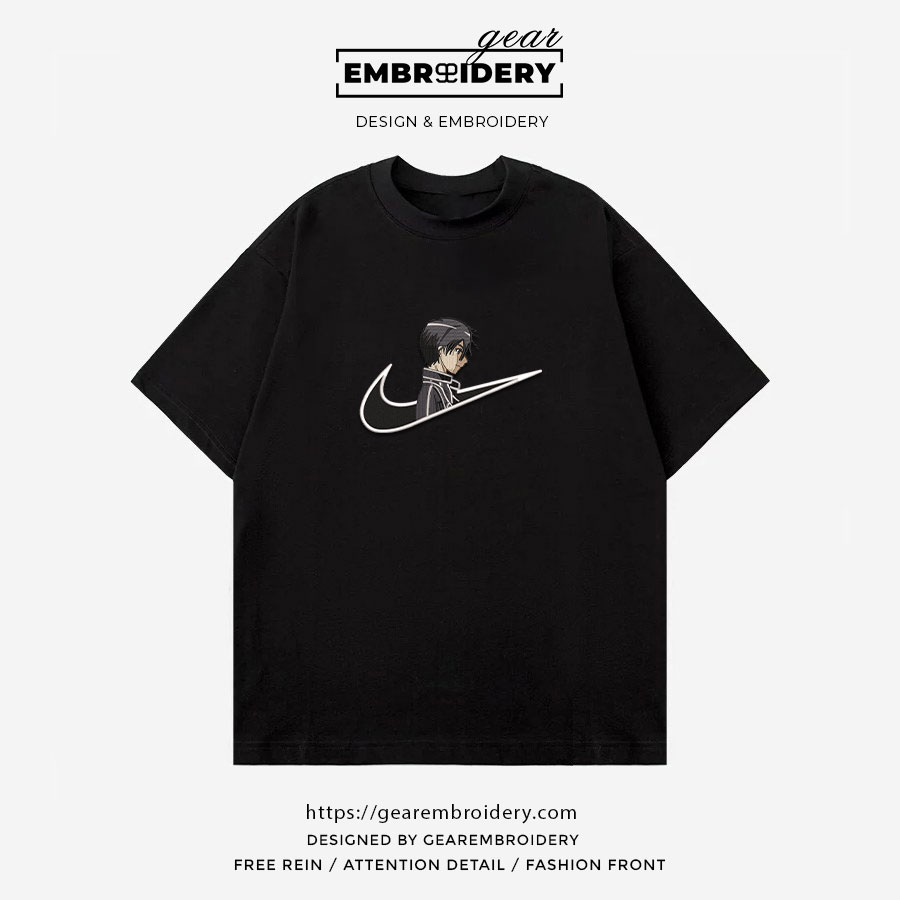 Kirito swoosh sword art online nike Anime Embroidered Design Personalized Embroidered T Shirt Sweatshirt Hoodie Clothing OT025