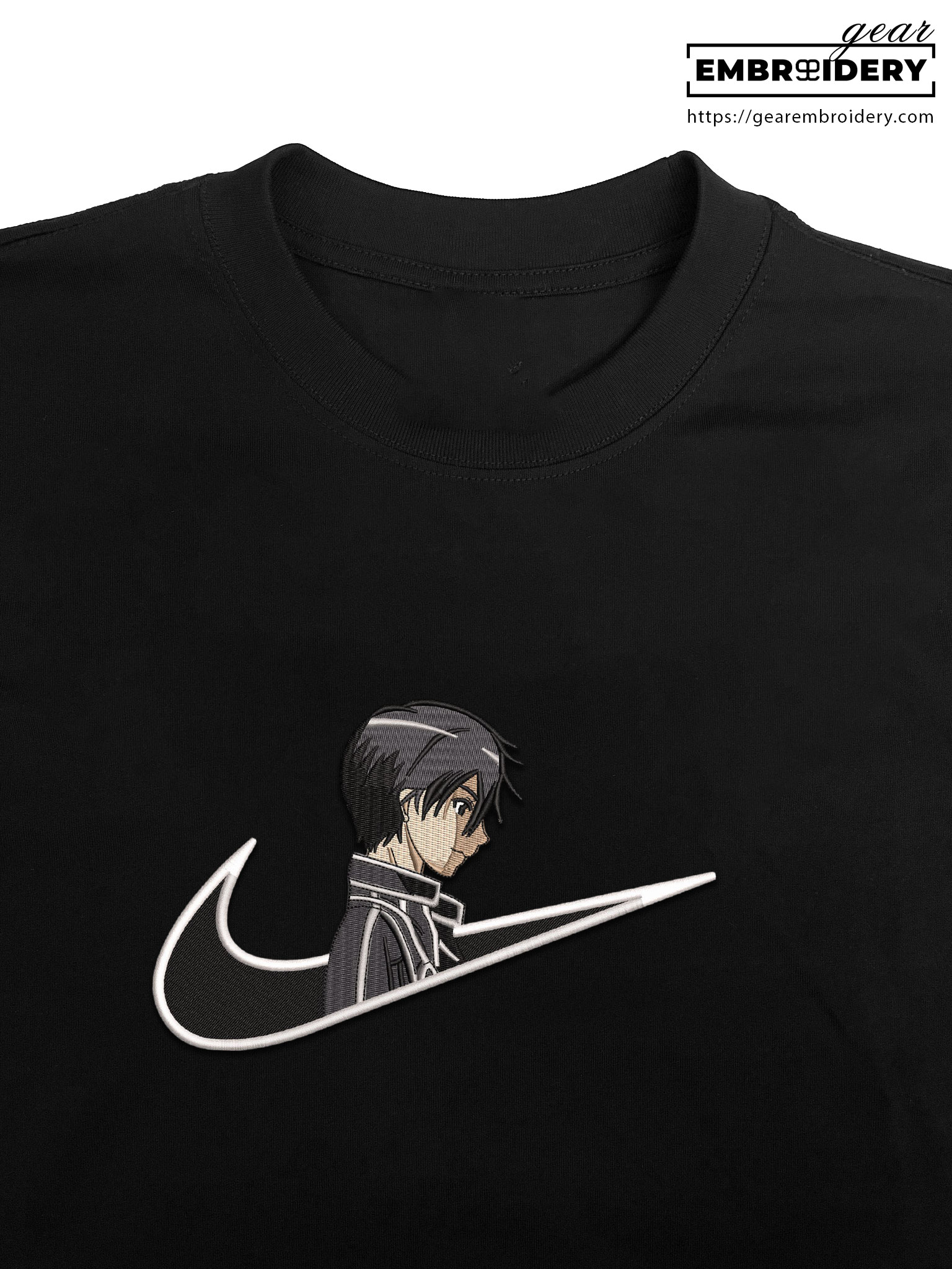 Kirito swoosh sword art online nike Anime Embroidered Design Personalized Embroidered T Shirt Sweatshirt Hoodie Clothing OT025