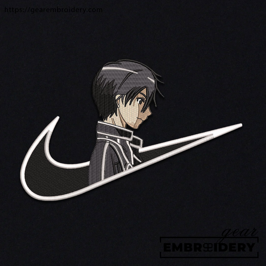 Kirito swoosh sword art online nike Anime Embroidered Design Personalized Embroidered T Shirt Sweatshirt Hoodie Clothing OT025