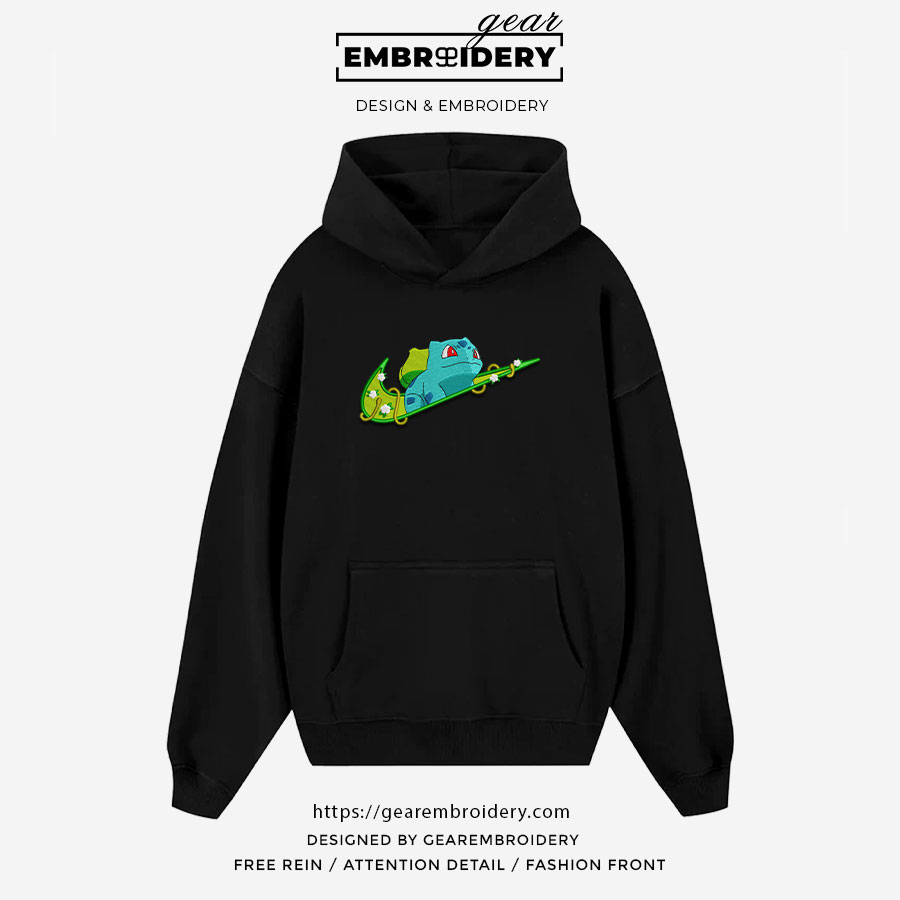Bulbasaur swoosh nike Pokemon Anime Embroidered Design Personalized Embroidered T Shirt Sweatshirt Hoodie Clothing PKM006