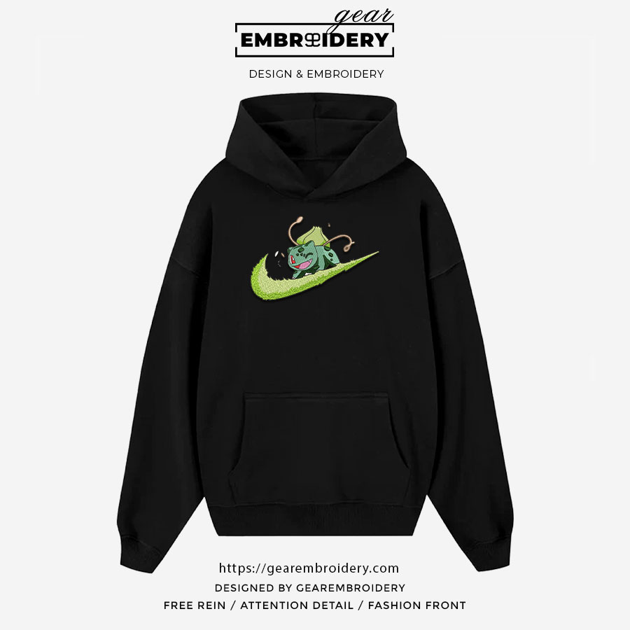 Bulbasaur swoosh nike Pokemon Anime Embroidered Design Personalized Embroidered T Shirt Sweatshirt Hoodie Clothing PKM007