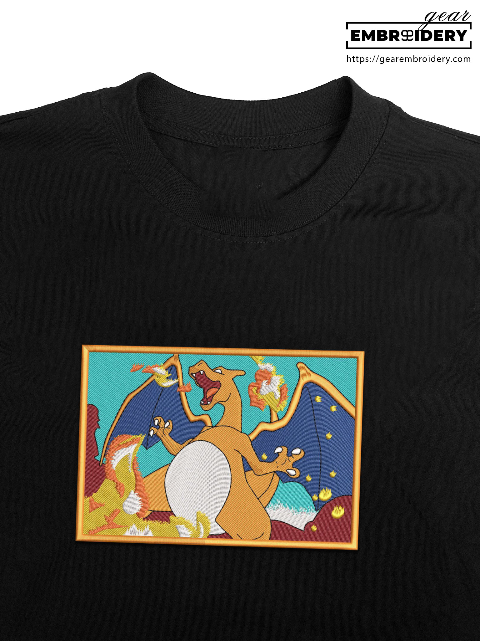 Charizard Pokemon Embroidered Design Personalized Embroidered T Shirt Sweatshirt Hoodie Clothing PKM009