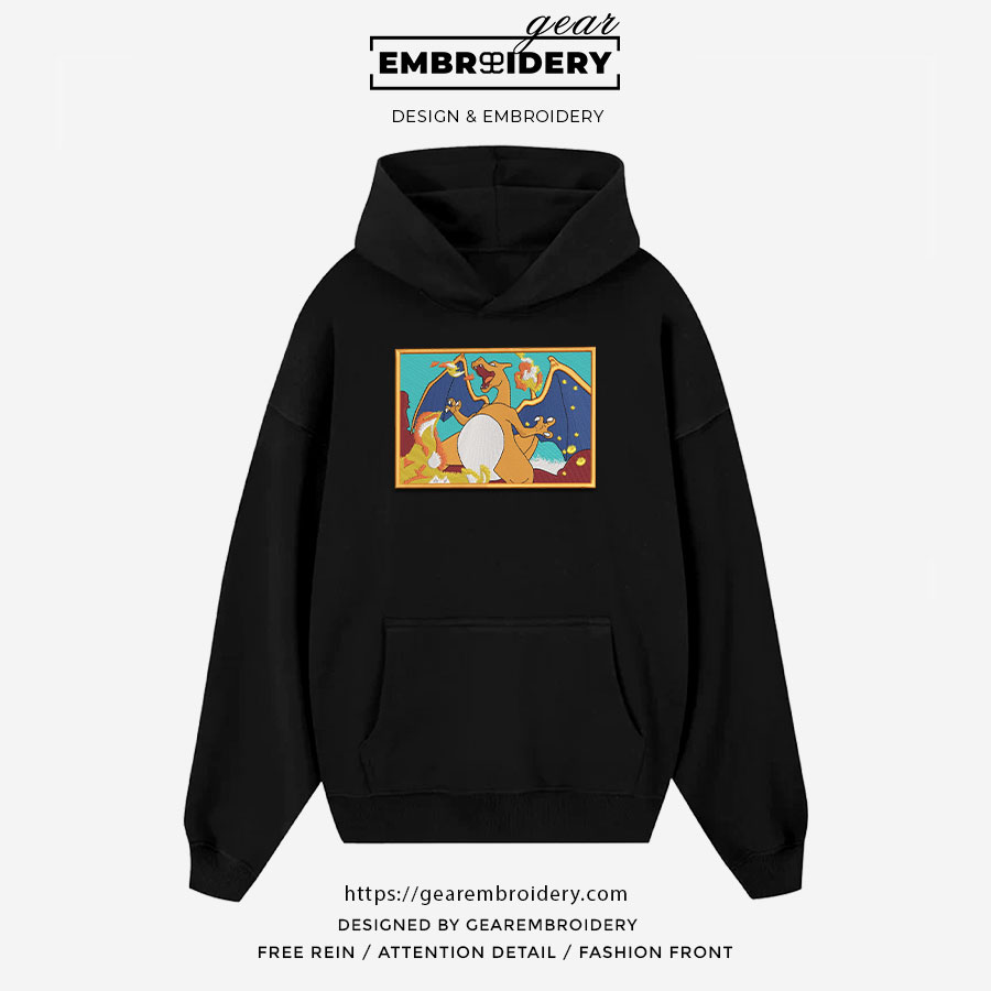 Charizard Pokemon Embroidered Design Personalized Embroidered T Shirt Sweatshirt Hoodie Clothing PKM009