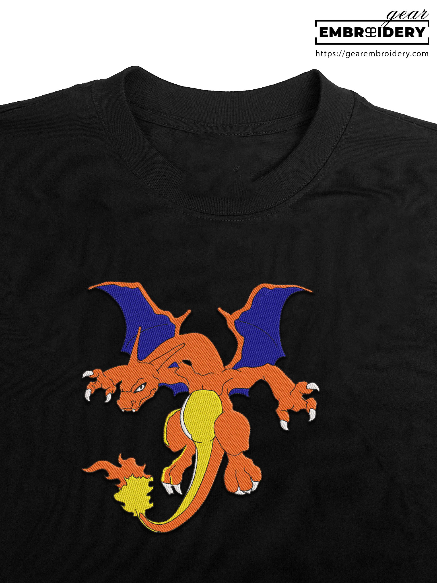 Charizard Pokemon Embroidered Design Personalized Embroidered T Shirt Sweatshirt Hoodie Clothing PKM010