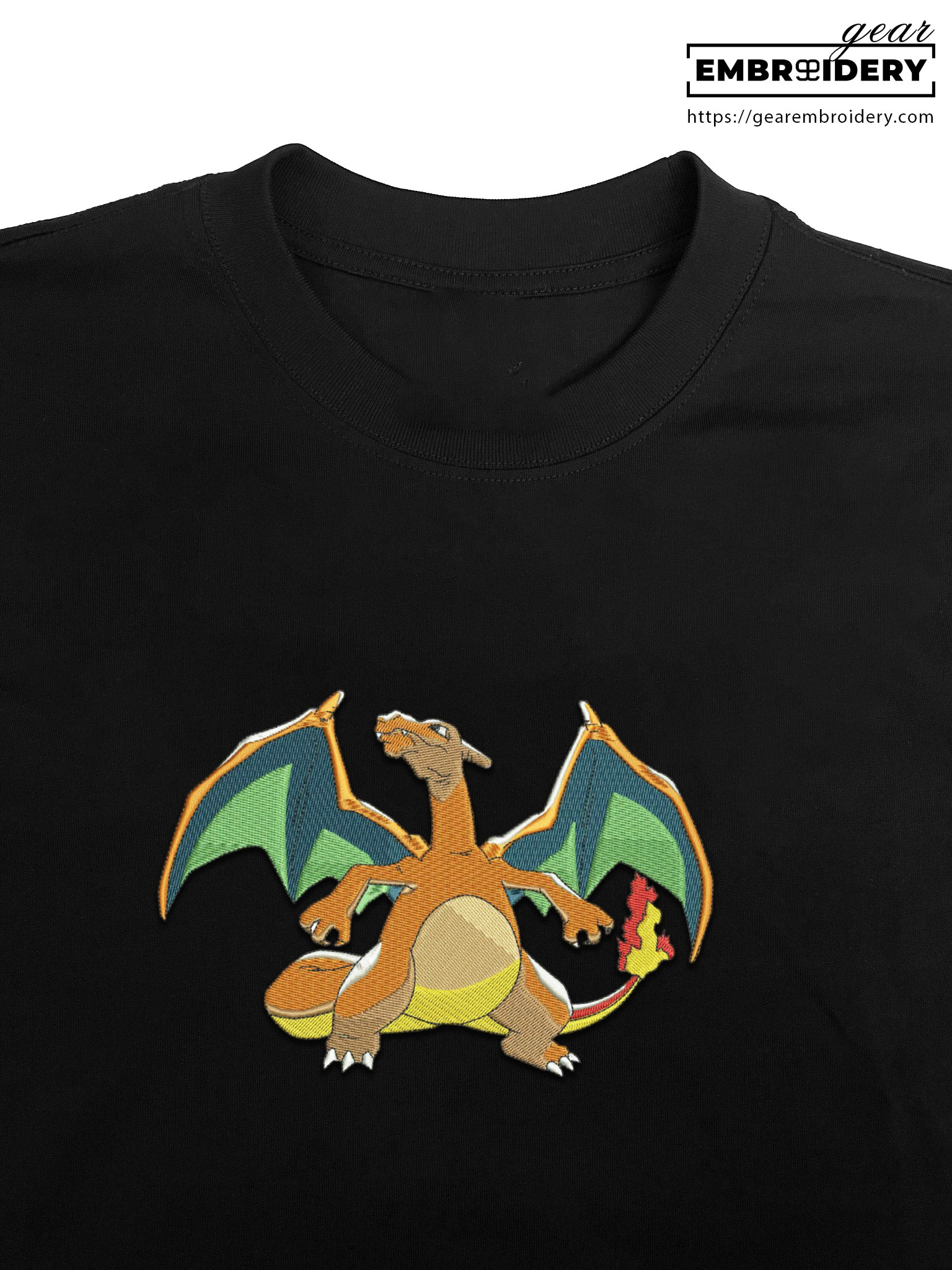 Charizard Pokemon Embroidered Design Personalized Embroidered T Shirt Sweatshirt Hoodie Clothing PKM011
