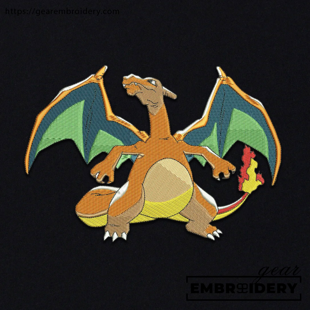 Charizard Pokemon Embroidered Design Personalized Embroidered T Shirt Sweatshirt Hoodie Clothing PKM011