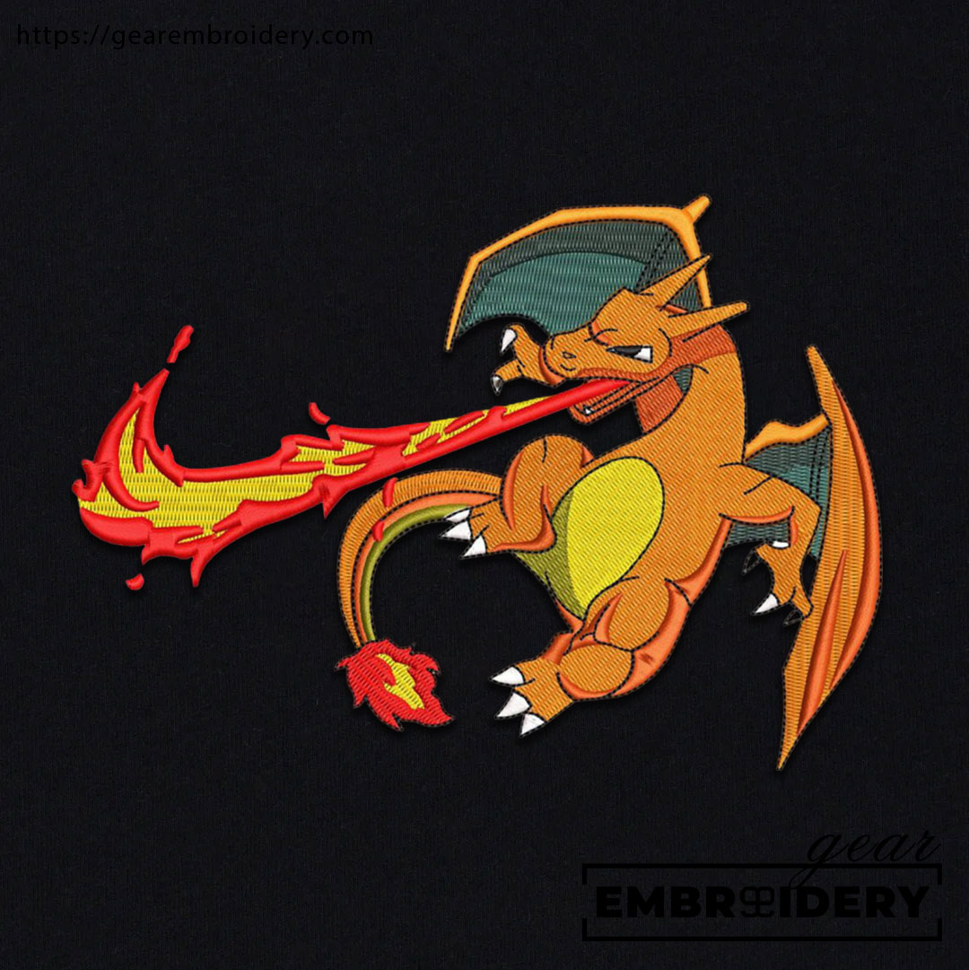 Charizard swoosh nike Pokemon Anime Embroidered Design Personalized Embroidered T Shirt Sweatshirt Hoodie Clothing PKM012