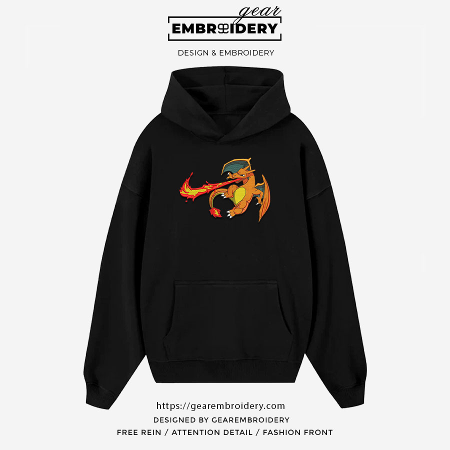 Charizard swoosh nike Pokemon Anime Embroidered Design Personalized Embroidered T Shirt Sweatshirt Hoodie Clothing PKM012