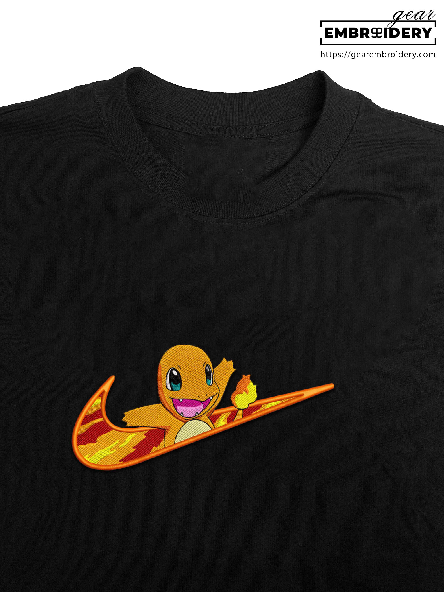 Charmander swoosh nike Pokemon Anime Embroidered Design Personalized Embroidered T Shirt Sweatshirt Hoodie Clothing PKM013
