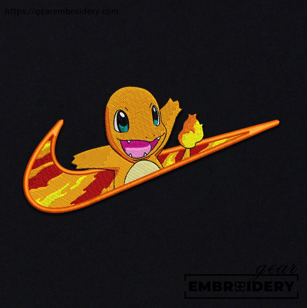 Charmander swoosh nike Pokemon Anime Embroidered Design Personalized Embroidered T Shirt Sweatshirt Hoodie Clothing PKM013