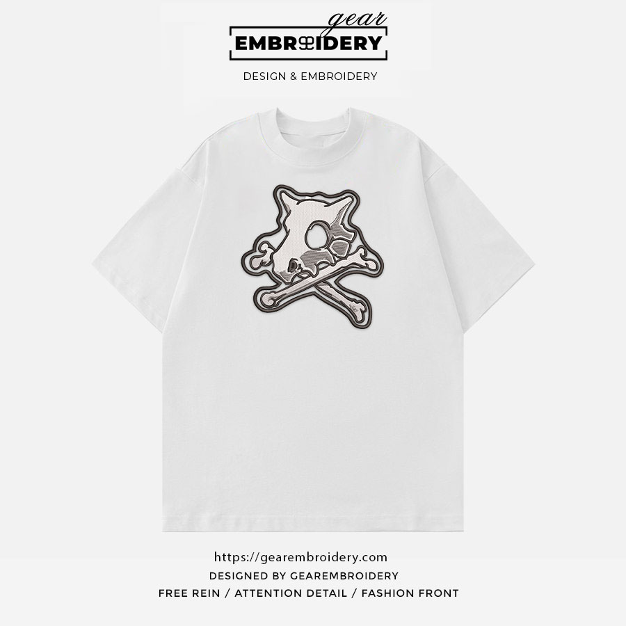 Cubone skull Pokemon Embroidered Design Personalized Embroidered T Shirt Sweatshirt Hoodie Clothing PKM016