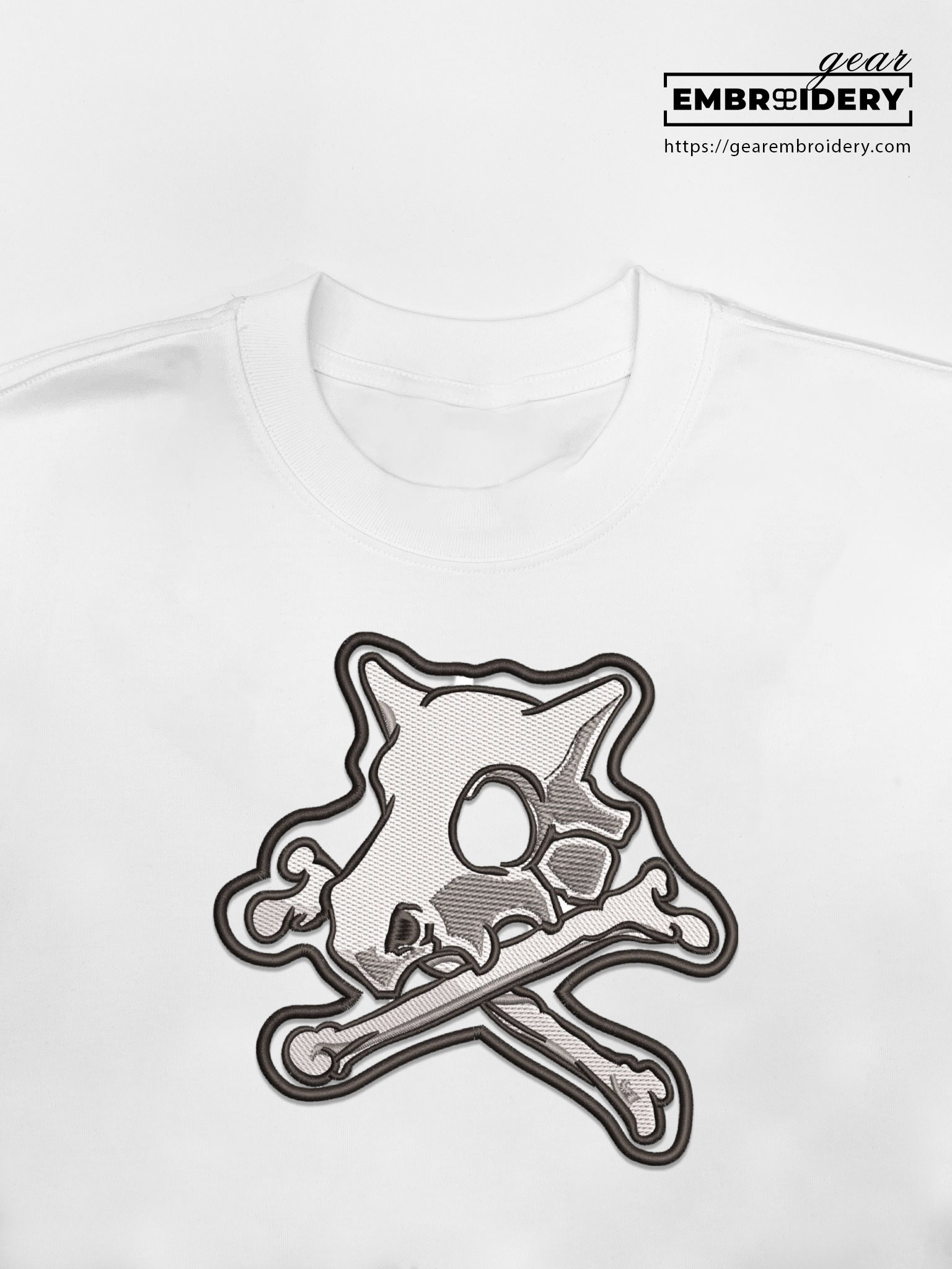 Cubone skull Pokemon Embroidered Design Personalized Embroidered T Shirt Sweatshirt Hoodie Clothing PKM016