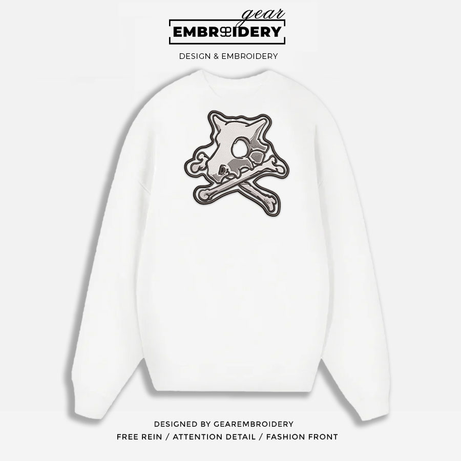 Cubone skull Pokemon Embroidered Design Personalized Embroidered T Shirt Sweatshirt Hoodie Clothing PKM016