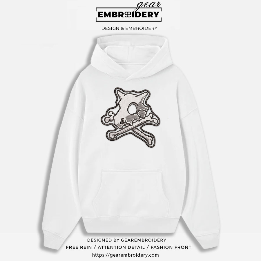 Cubone skull Pokemon Embroidered Design Personalized Embroidered T Shirt Sweatshirt Hoodie Clothing PKM016