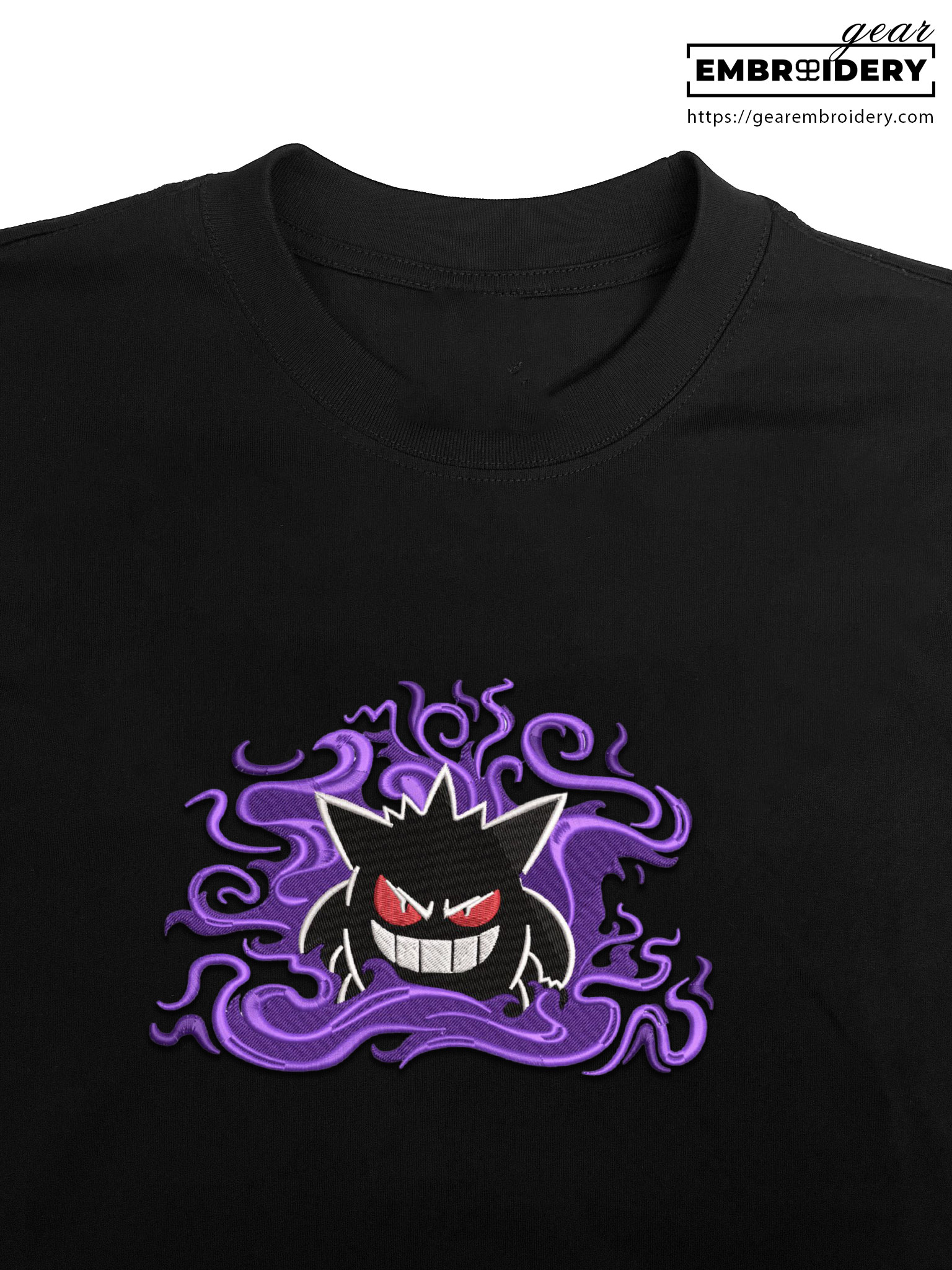 Gengar aura Pokemon Embroidered Design Personalized Embroidered T Shirt Sweatshirt Hoodie Clothing PKM021