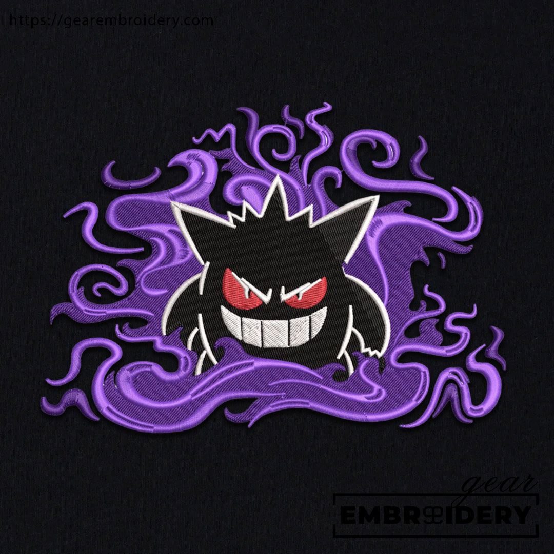 Gengar aura Pokemon Embroidered Design Personalized Embroidered T Shirt Sweatshirt Hoodie Clothing PKM021