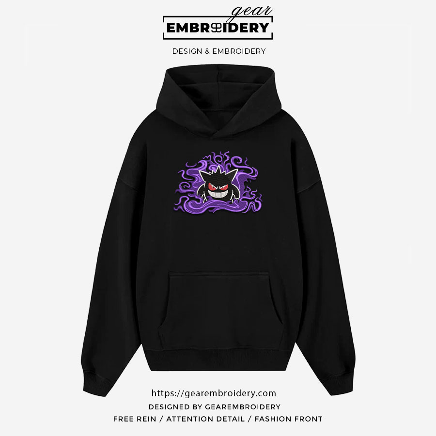 Gengar aura Pokemon Embroidered Design Personalized Embroidered T Shirt Sweatshirt Hoodie Clothing PKM021