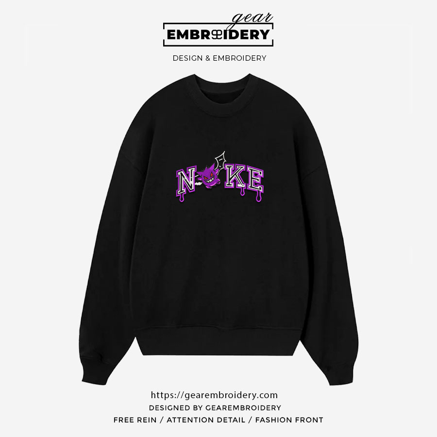 Gengar nike nike Pokemon Anime Embroidered Design Personalized Embroidered T Shirt Sweatshirt Hoodie Clothing PKM024