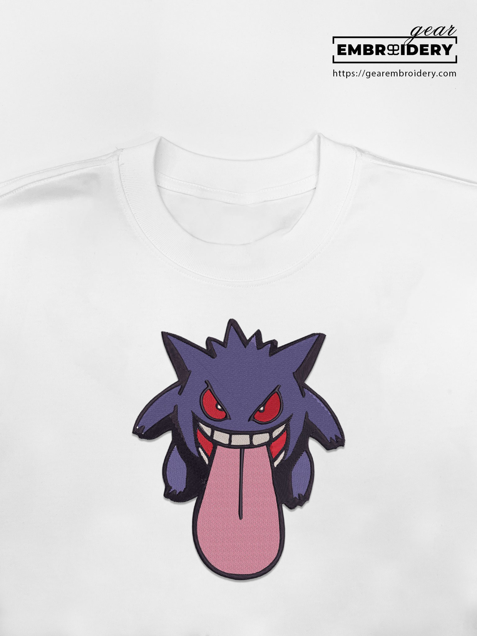 Gengar Pokemon Embroidered Design Personalized Embroidered T Shirt Sweatshirt Hoodie Clothing PKM022