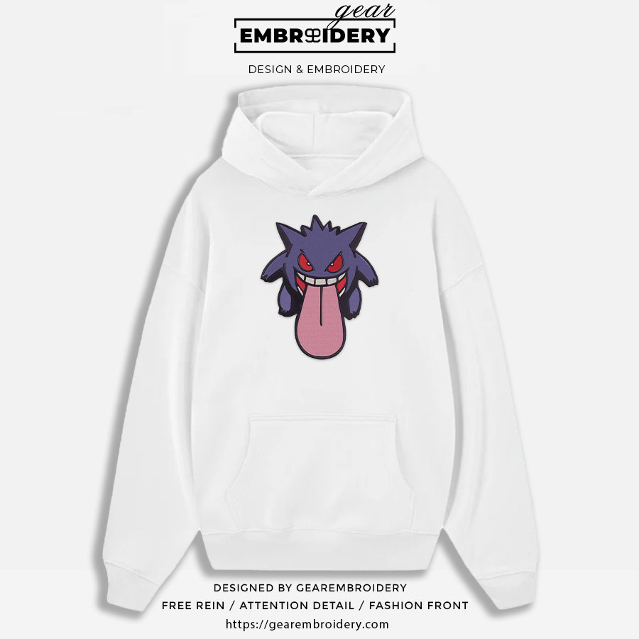 Gengar Pokemon Embroidered Design Personalized Embroidered T Shirt Sweatshirt Hoodie Clothing PKM022