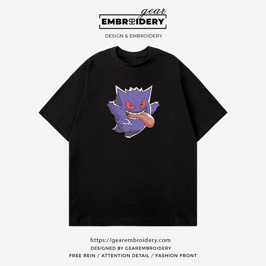 Gengar Pokemon Embroidered Design Personalized Embroidered T Shirt Sweatshirt Hoodie Clothing PKM023