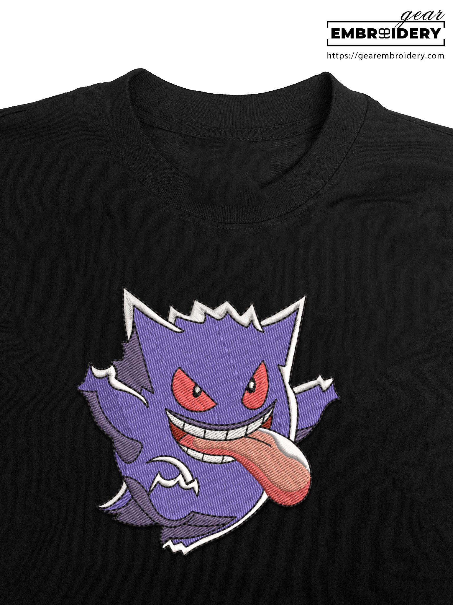 Gengar Pokemon Embroidered Design Personalized Embroidered T Shirt Sweatshirt Hoodie Clothing PKM023