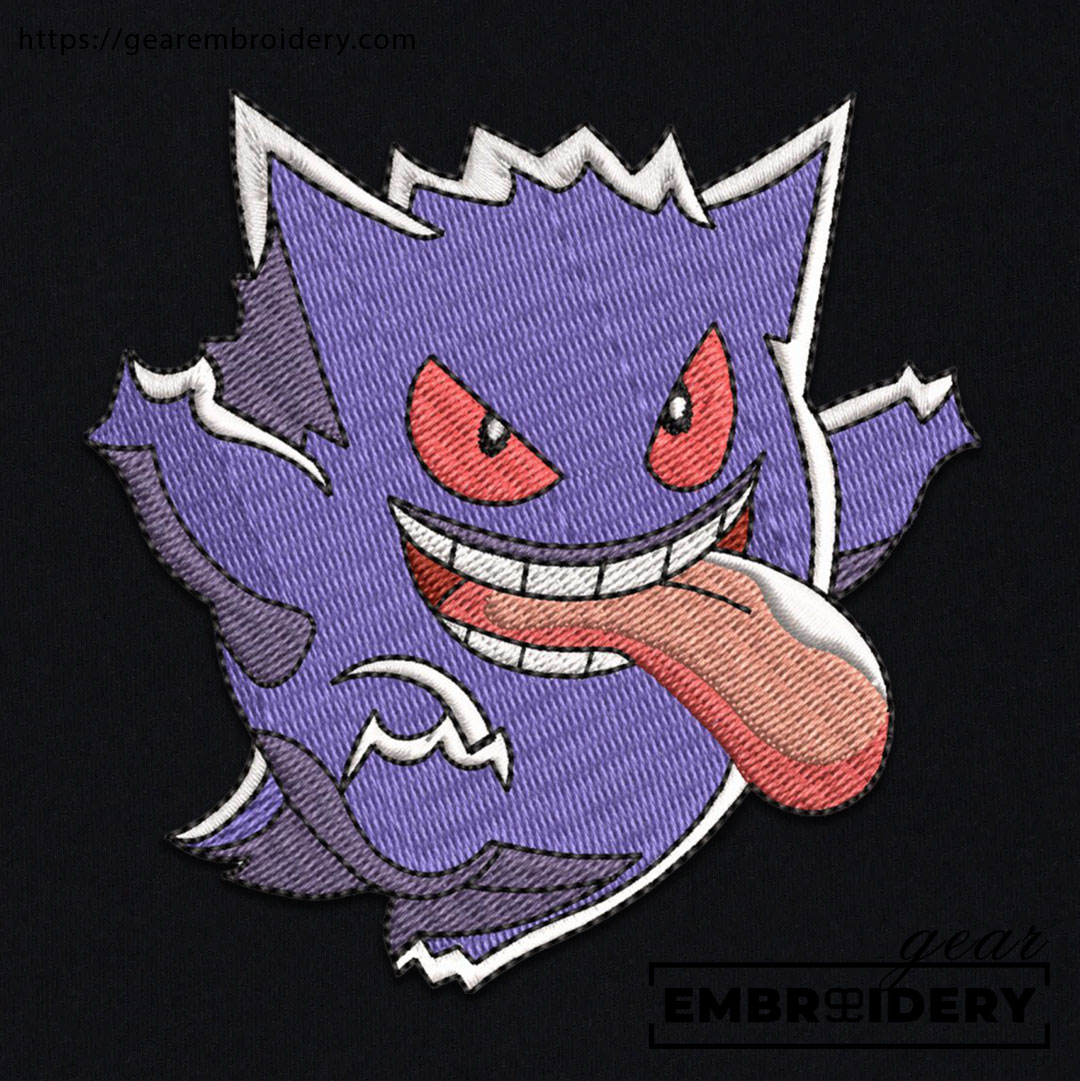Gengar Pokemon Embroidered Design Personalized Embroidered T Shirt Sweatshirt Hoodie Clothing PKM023