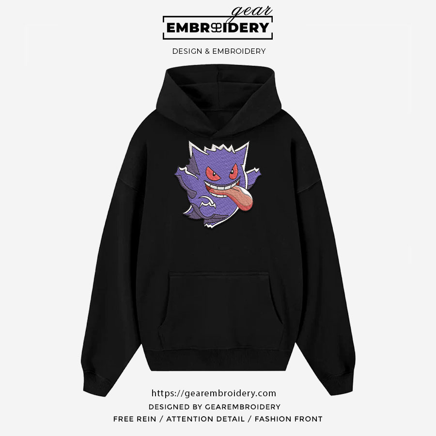 Gengar Pokemon Embroidered Design Personalized Embroidered T Shirt Sweatshirt Hoodie Clothing PKM023