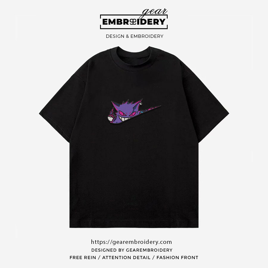 Gengar swoosh nike Pokemon Anime Embroidered Design Personalized Embroidered T Shirt Sweatshirt Hoodie Clothing PKM025