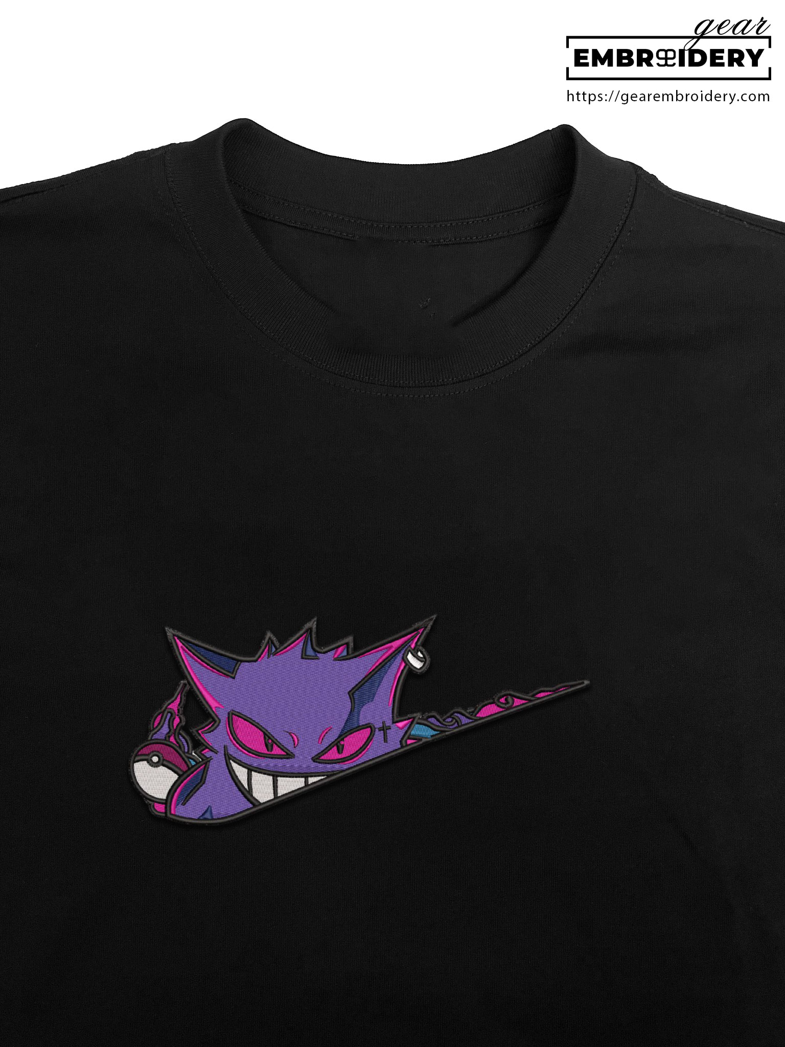 Gengar swoosh nike Pokemon Anime Embroidered Design Personalized Embroidered T Shirt Sweatshirt Hoodie Clothing PKM025