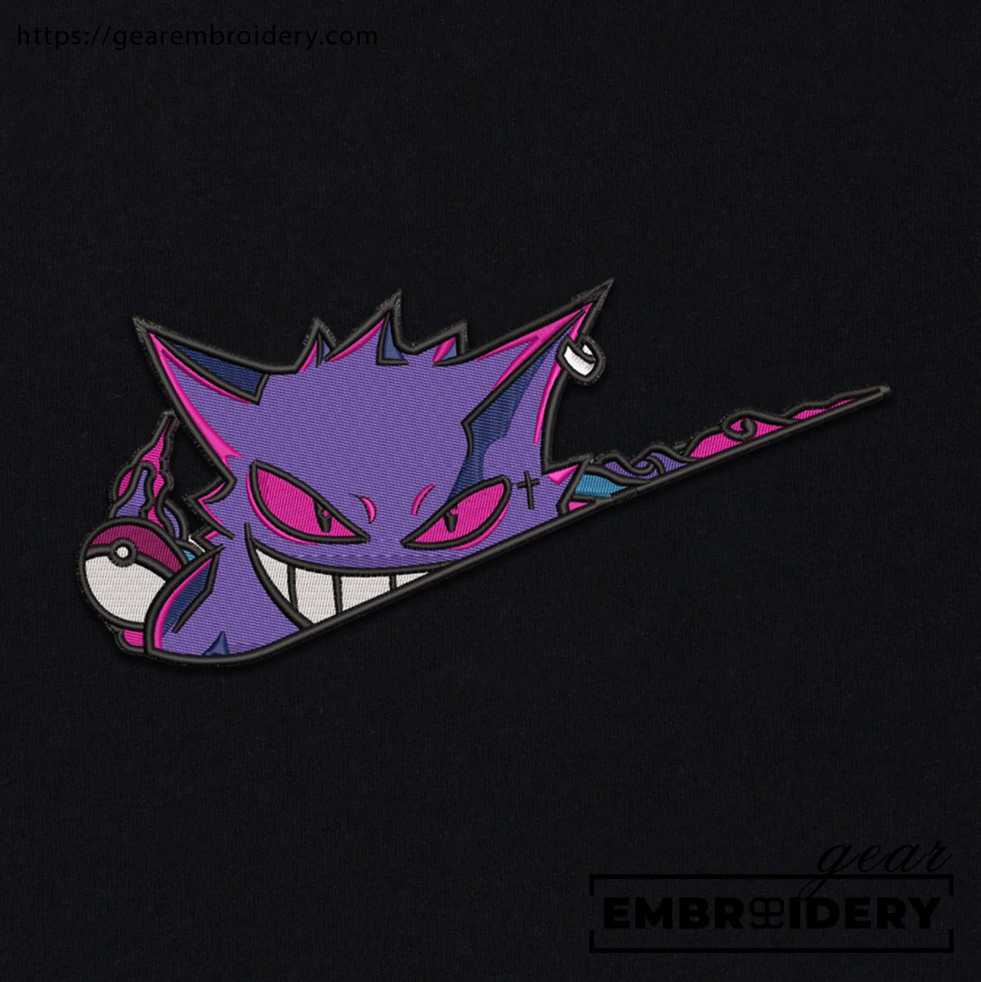 Gengar swoosh nike Pokemon Anime Embroidered Design Personalized Embroidered T Shirt Sweatshirt Hoodie Clothing PKM025