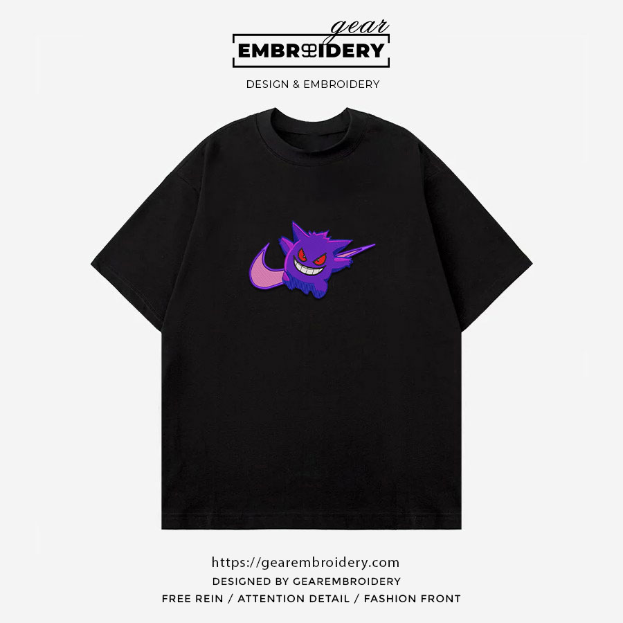 Gengar swoosh nike Pokemon Anime Embroidered Design Personalized Embroidered T Shirt Sweatshirt Hoodie Clothing PKM026