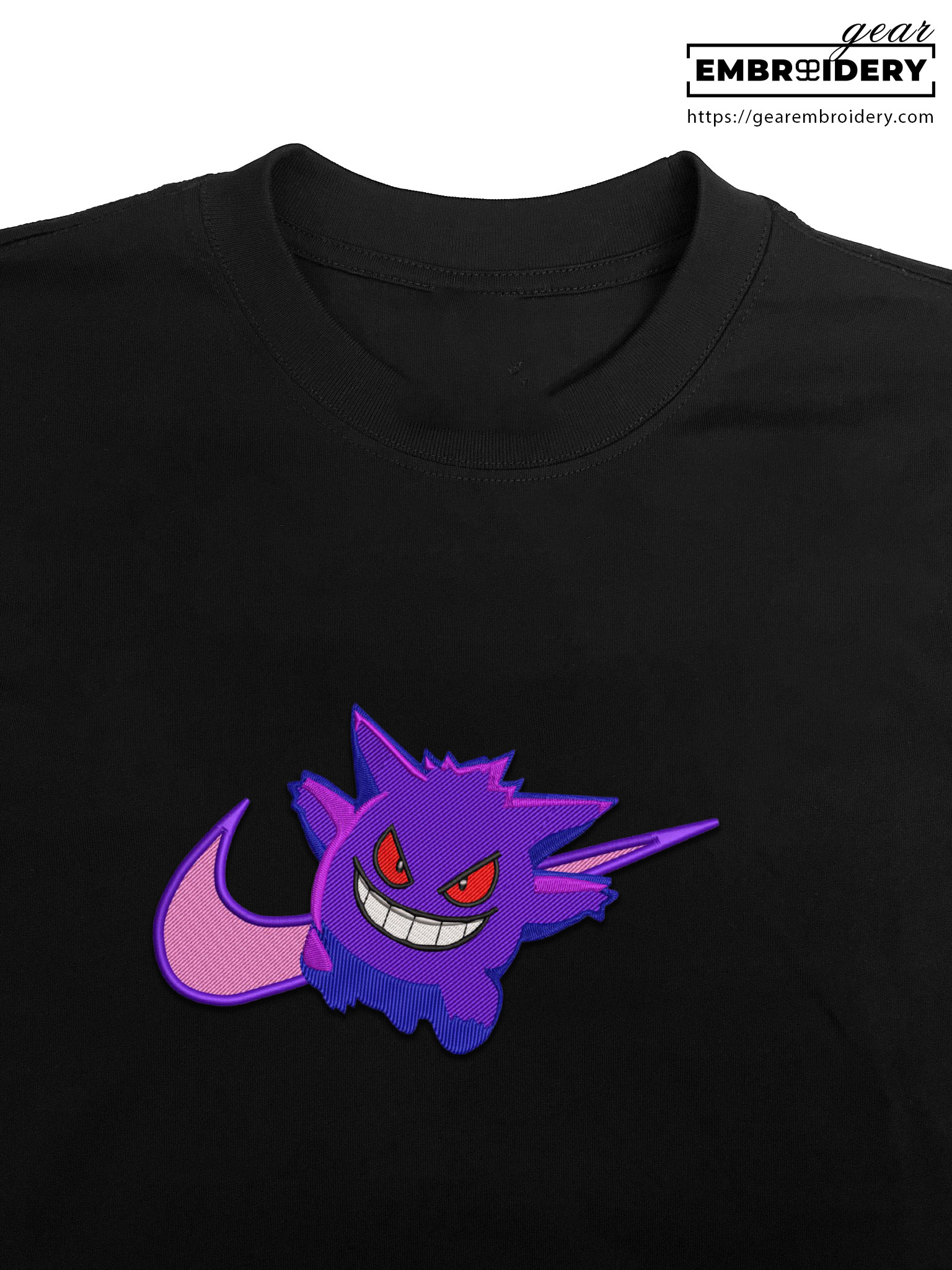 Gengar swoosh nike Pokemon Anime Embroidered Design Personalized Embroidered T Shirt Sweatshirt Hoodie Clothing PKM026