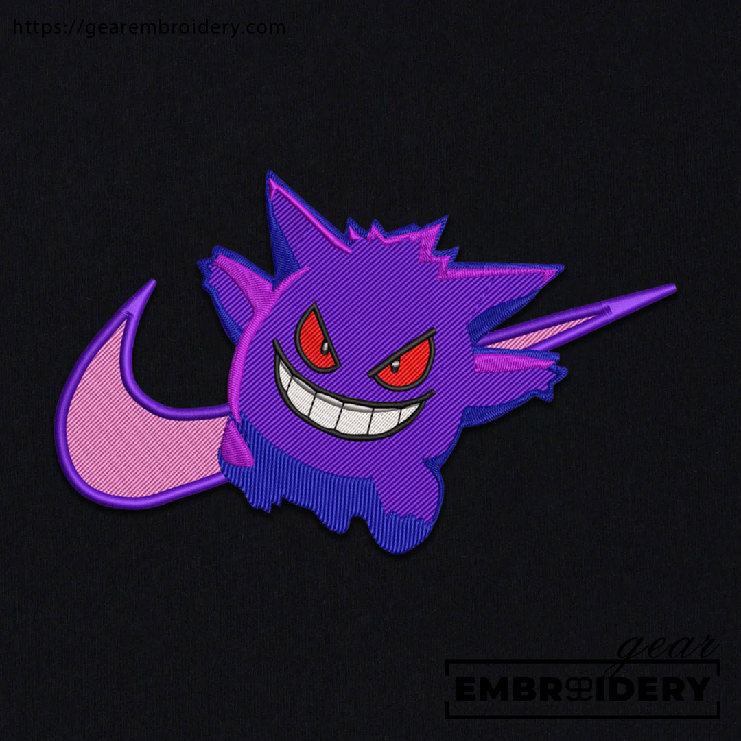 Gengar swoosh nike Pokemon Anime Embroidered Design Personalized Embroidered T Shirt Sweatshirt Hoodie Clothing PKM026
