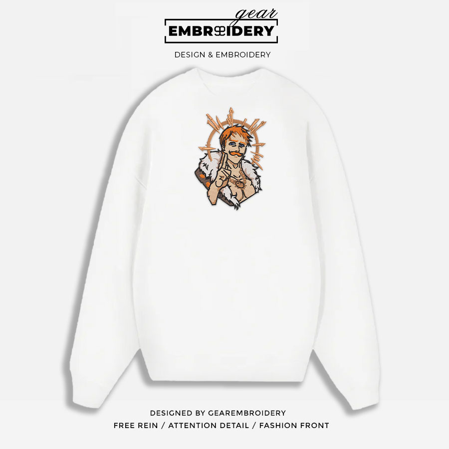 Escanor Seven Deadly Sins Anime Embroidered Design Personalized Embroidered T Shirt Sweatshirt Hoodie Clothing SDS003