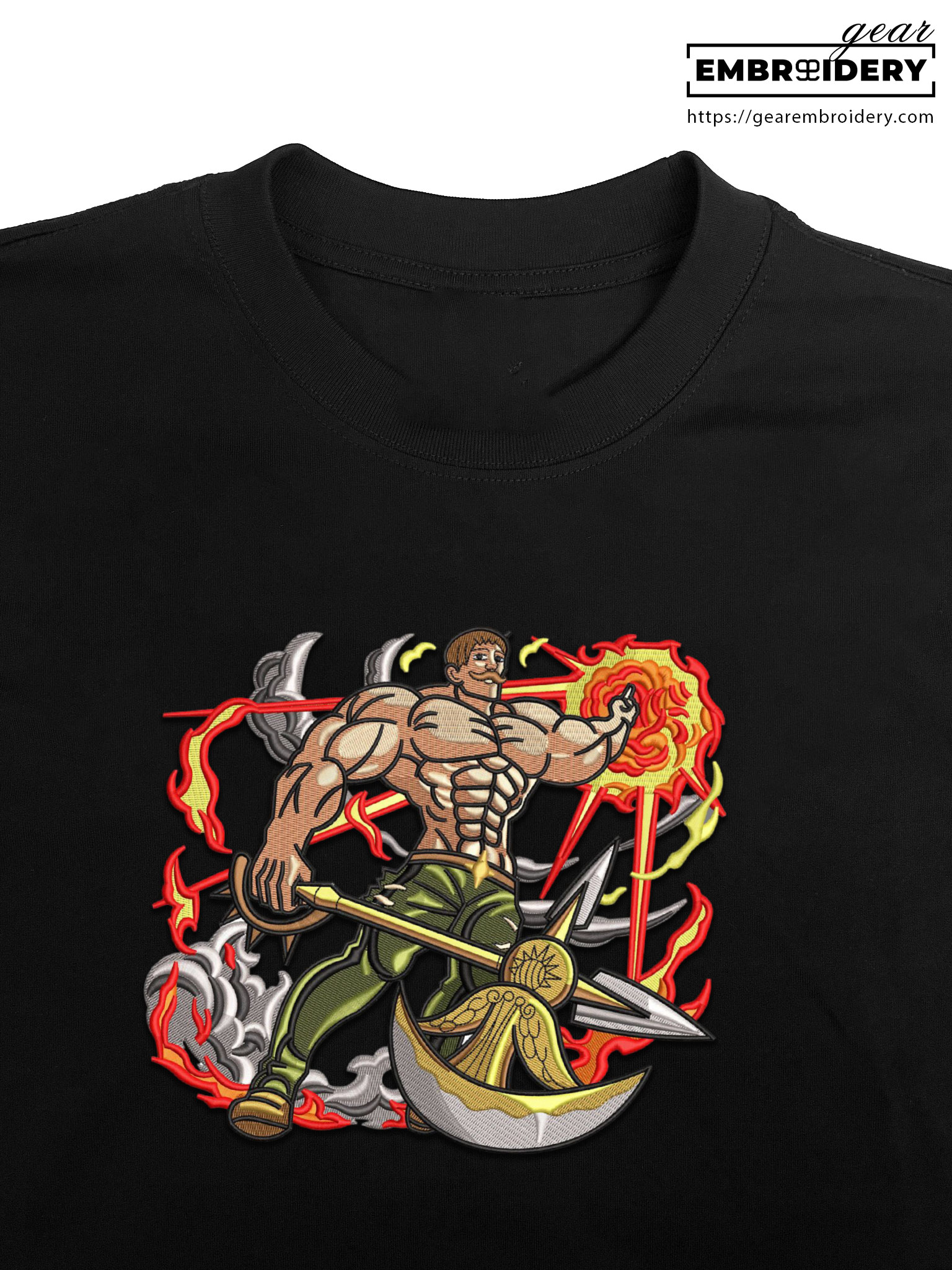 Escanor Seven Deadly Sins Anime Embroidered Design Personalized Embroidered T Shirt Sweatshirt Hoodie Clothing SDS004