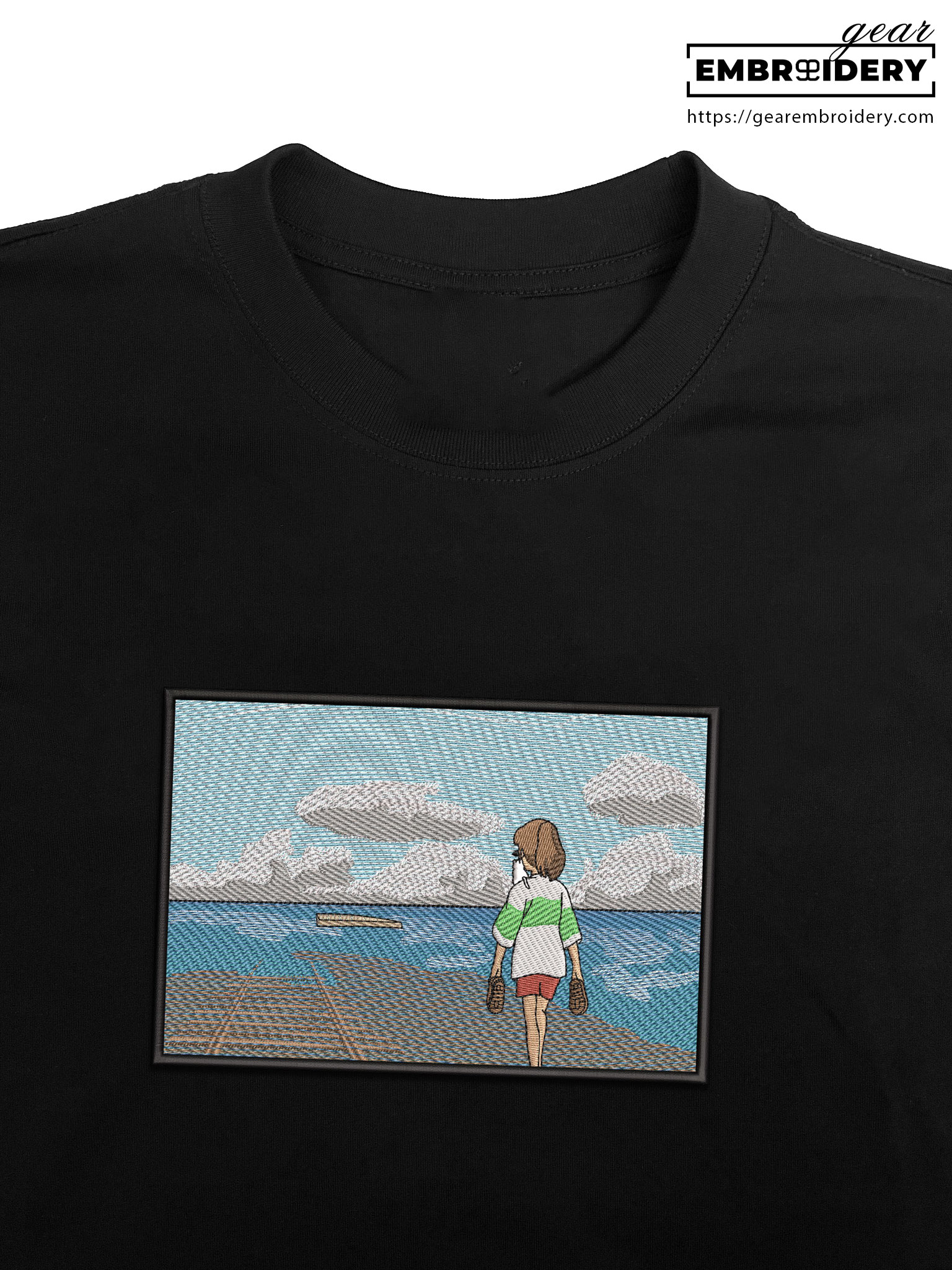Chihiro seaside Spirited Away Anime Embroidered Design Personalized Embroidered T Shirt Sweatshirt Hoodie Clothing SA006