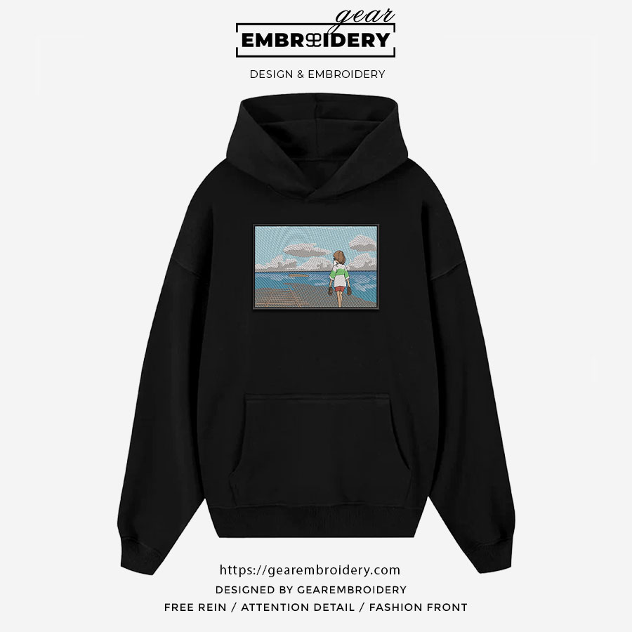 Chihiro seaside Spirited Away Anime Embroidered Design Personalized Embroidered T Shirt Sweatshirt Hoodie Clothing SA006