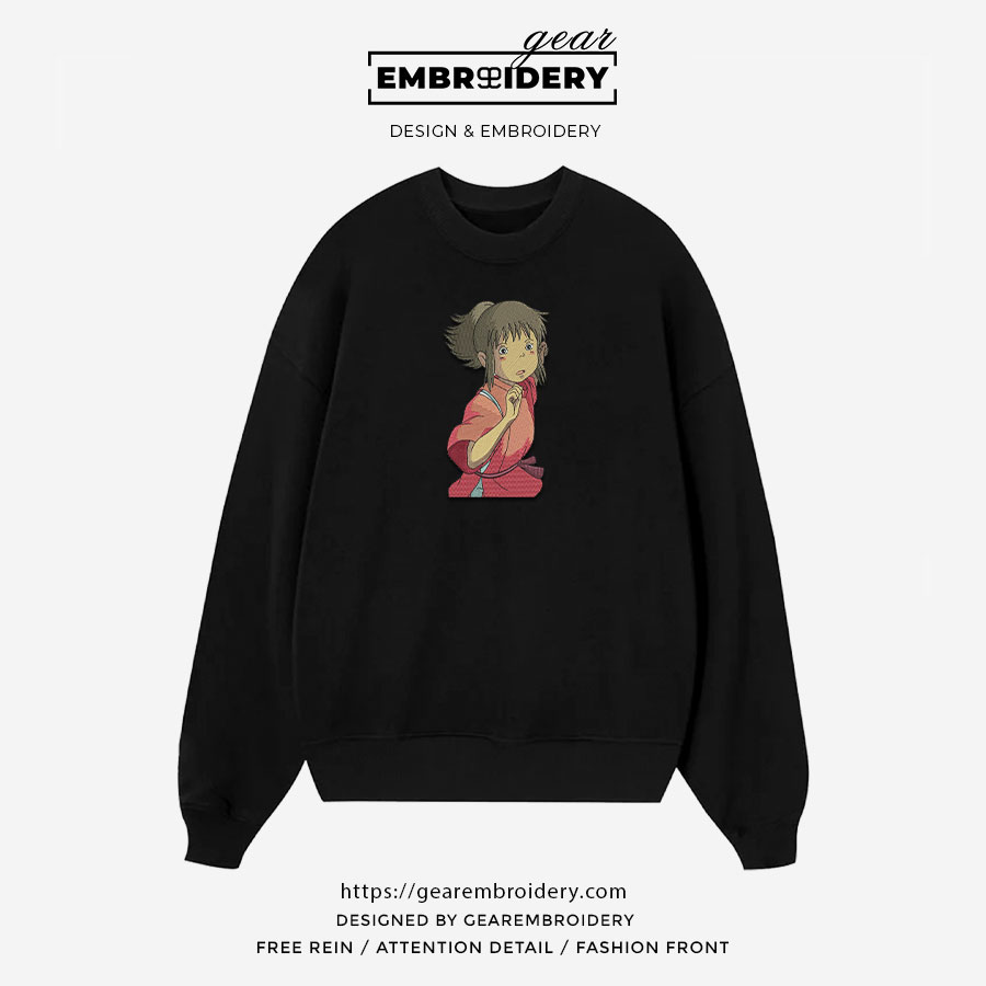 Chihiro Spirited Away Anime Embroidered Design Personalized Embroidered T Shirt Sweatshirt Hoodie Clothing SA005