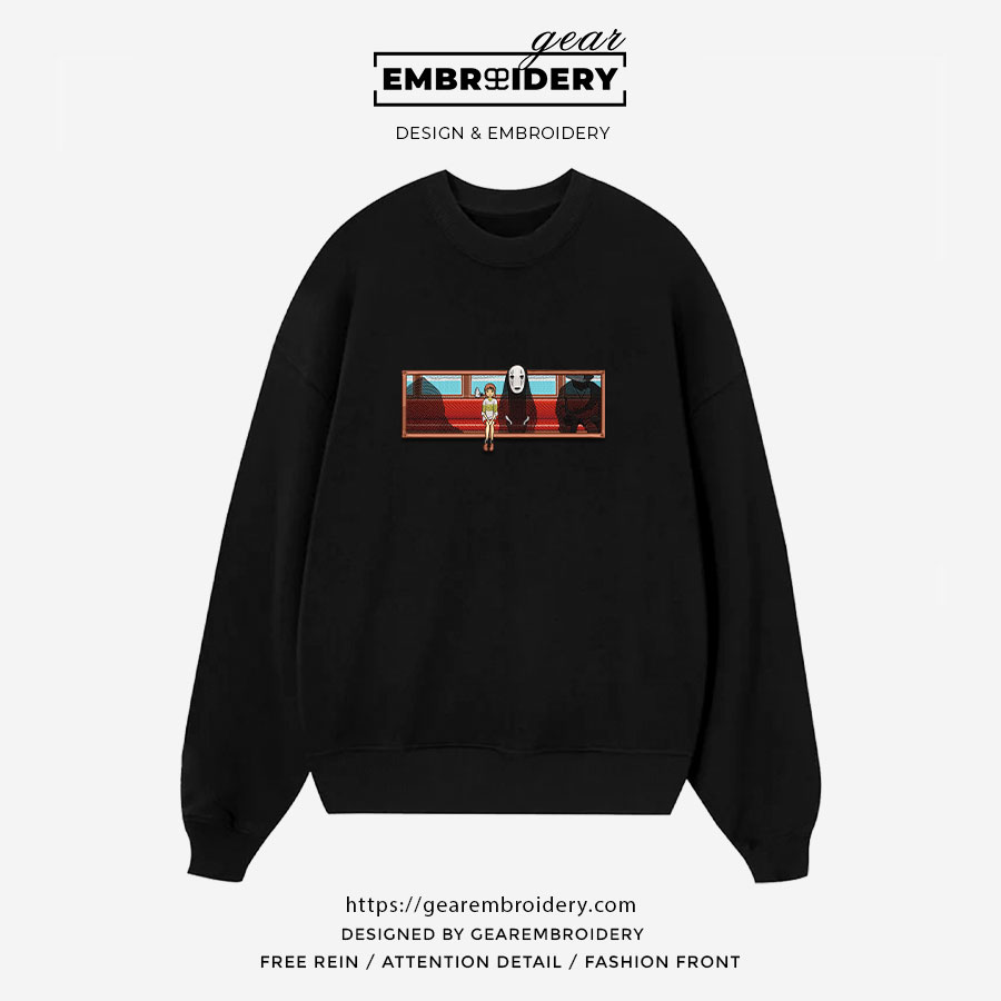 Chihiro train Spirited Away Anime Embroidered Design Personalized Embroidered T Shirt Sweatshirt Hoodie Clothing SA007